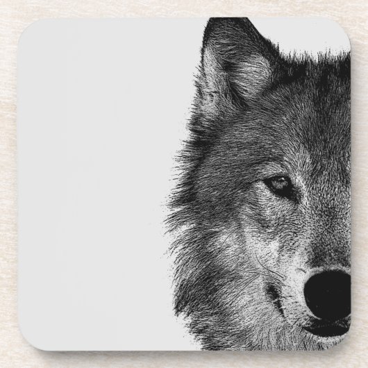 Zwart-witwerk met wolf oog bier onderzetter (Voorkant)