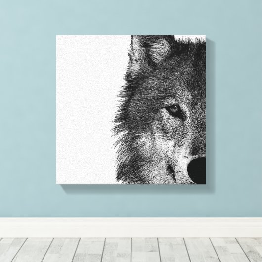 Zwart-witwerk met wolf oog canvas afdruk (Insitu (Houten vloer))