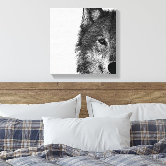 Zwart-witwerk met wolf oog canvas afdruk (Insitu (Slaapkamer))