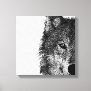 Zwart-witwerk met wolf oog canvas afdruk