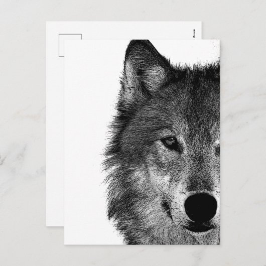 Zwart-witwerk met wolf oog feestdagenkaart (Voorkant / Achterkant)