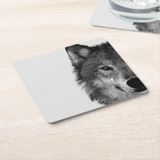 Zwart-witwerk met wolf oog kartonnen onderzetters (Schuin)