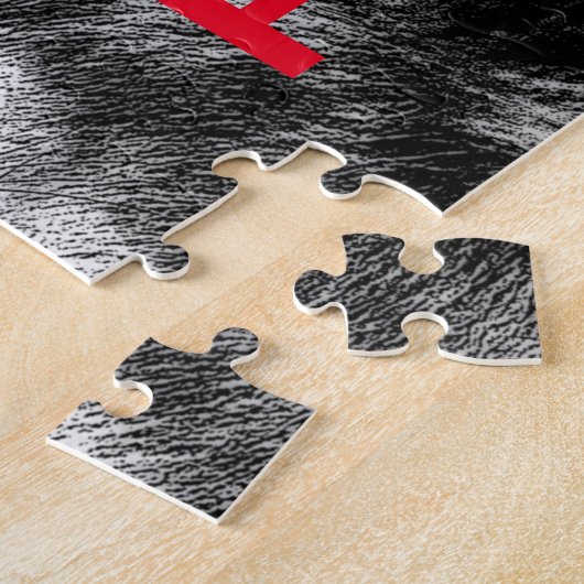 Zwart-witwerk met wolf oog legpuzzel (Zijkant)