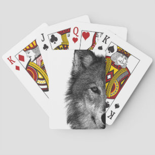 Zwart-witwerk met wolf oog pokerkaarten