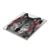 Zwart-witwerk met wolf oog tegeltje (Zijkant)