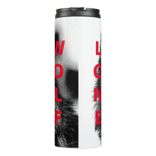 Zwart-witwerk met wolf oog thermosbeker (Achterkant)