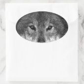Zwart-witwerk met Wolf Ovale Sticker (Tas)
