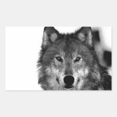 Zwart-witwerk met Wolf Rechthoekige Sticker (Voorkant)