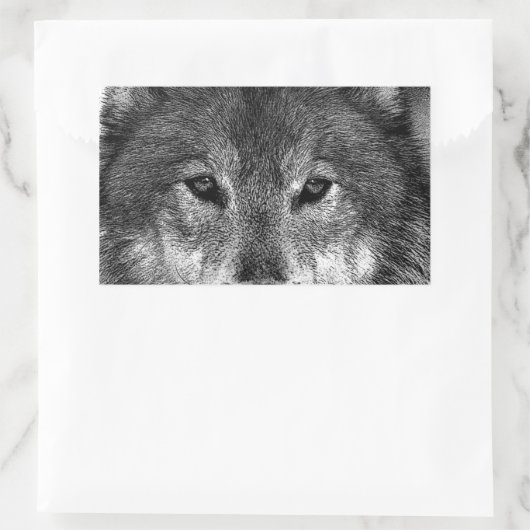 Zwart-witwerk met Wolf Rechthoekige Sticker (Tas)