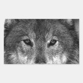 Zwart-witwerk met Wolf Rechthoekige Sticker (Voorkant)
