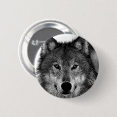 Zwart-witwerk met Wolf Ronde Button 5,7 Cm (Voorkant /achterkant)