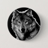 Zwart-witwerk met Wolf Ronde Button 5,7 Cm (Voorkant)