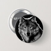 Zwart-witwerk met Wolf Ronde Button 5,7 Cm (Voorkant /achterkant)
