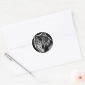 Zwart-witwerk met Wolf Ronde Sticker (Envelop)