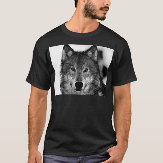 Zwart-witwerk met Wolf T-shirt (Voorkant)