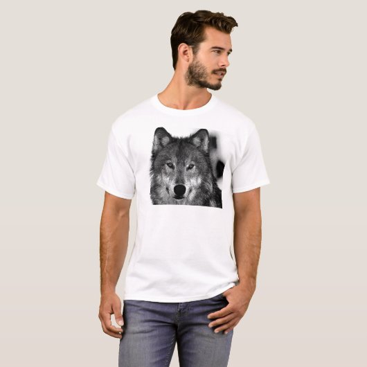 Zwart-witwerk met Wolf T-shirt (Voorkant volledig)