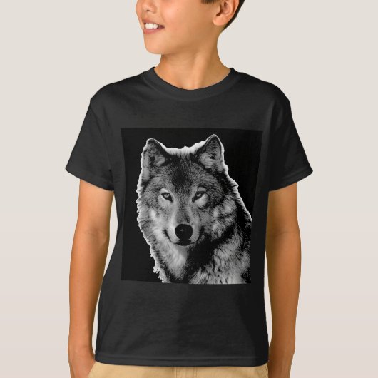 Zwart-witwerk met Wolf T-shirt (Voorkant)