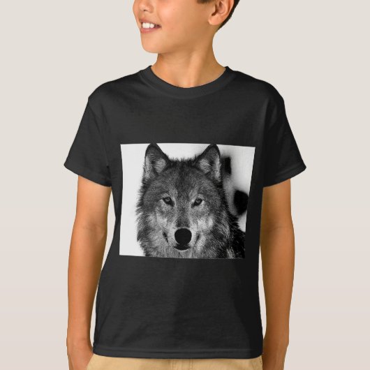 Zwart-witwerk met Wolf T-shirt (Voorkant)