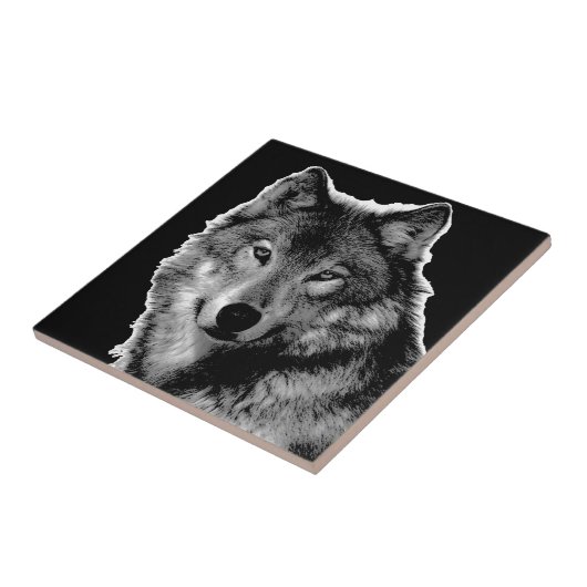 Zwart-witwerk met Wolf Tegeltje (Zijkant)