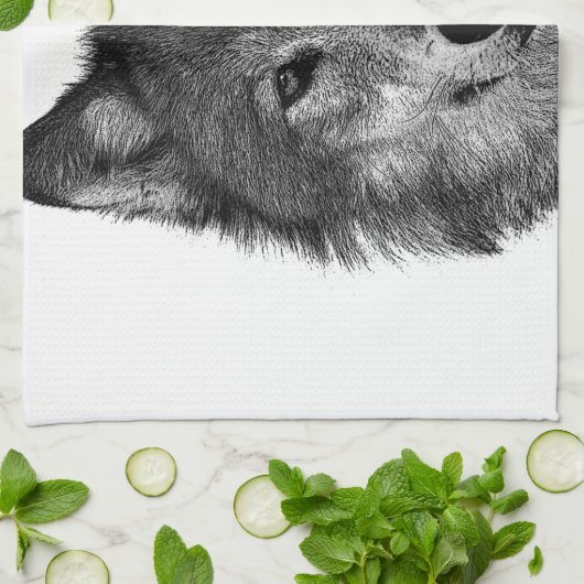 Zwart-witwerk met Wolf Theedoek (Gevouwen)