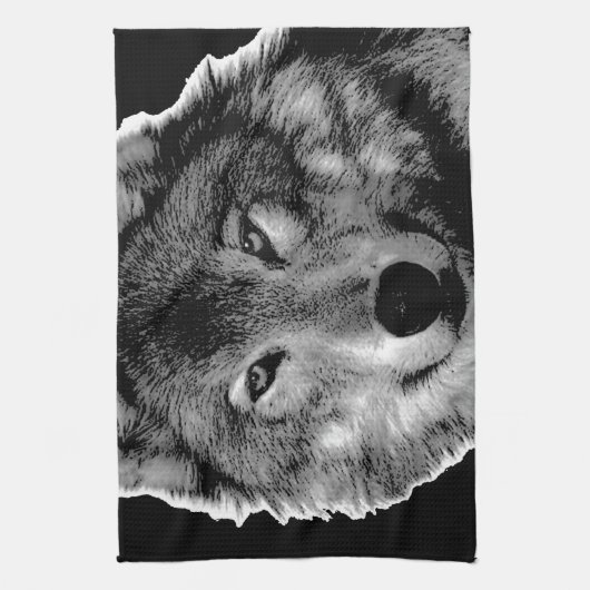 Zwart-witwerk met Wolf Theedoek (Verticaal)