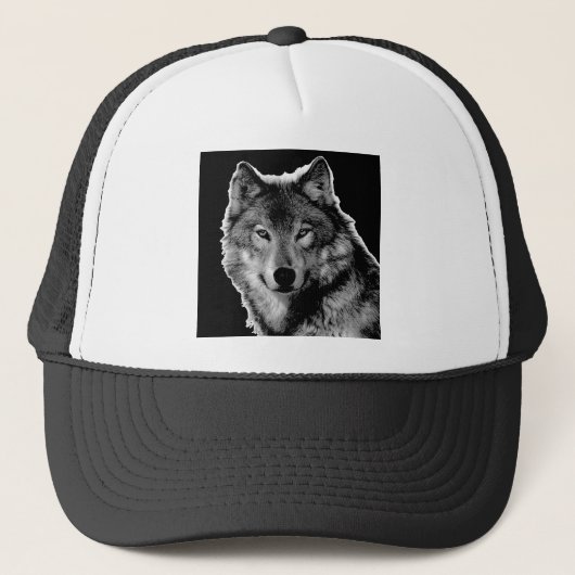 Zwart-witwerk met Wolf Trucker Pet (Voorkant)