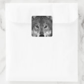 Zwart-witwerk met Wolf Vierkante Sticker (Tas)