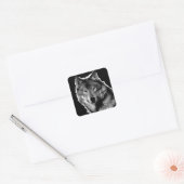 Zwart-witwerk met Wolf Vierkante Sticker (Envelop)