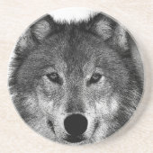 Zwart-witwerk met Wolf Zandsteen Onderzetter (Voorkant)