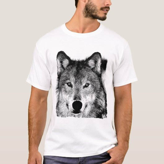 Zwart-witwerk met wolfsogen t-shirt (Voorkant)