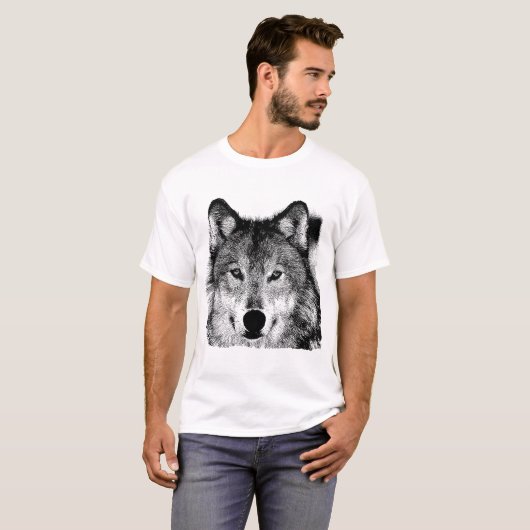 Zwart-witwerk met wolfsogen t-shirt (Voorkant volledig)