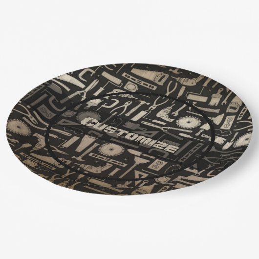 Zwart-witwerkshop en Gold-tools Papieren Bordje (Gekanteld)