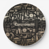 Zwart-witwerkshop en Gold-tools Papieren Bordje (Voorkant)