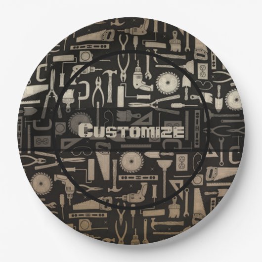 Zwart-witwerkshop en Gold-tools Papieren Bordje (Voorkant)