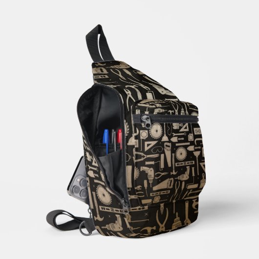 Zwart-witwerkshop en Gold-tools Sling Bag (Open)