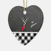 Zwart witwerprendierlijk alkbord, gepersonaliseerd keramisch ornament (Links)