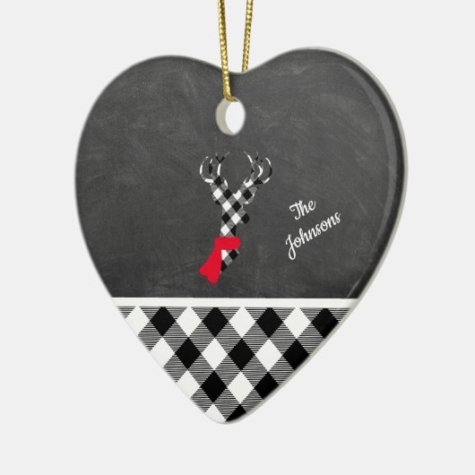 Zwart witwerprendierlijk alkbord, gepersonaliseerd keramisch ornament (Links)