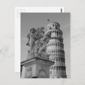 Zwart-witwertoren van Pisa Italië Briefkaart (Voorkant / Achterkant)