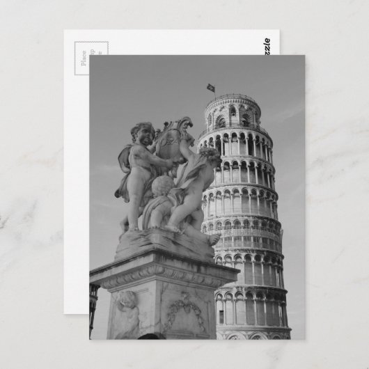 Zwart-witwertoren van Pisa Italië Briefkaart (Voorkant / Achterkant)