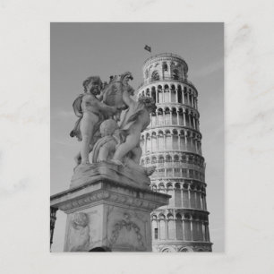 Zwart-witwertoren van Pisa Italië Briefkaart