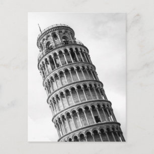 Zwart-witwertoren van Pisa Italië Briefkaart