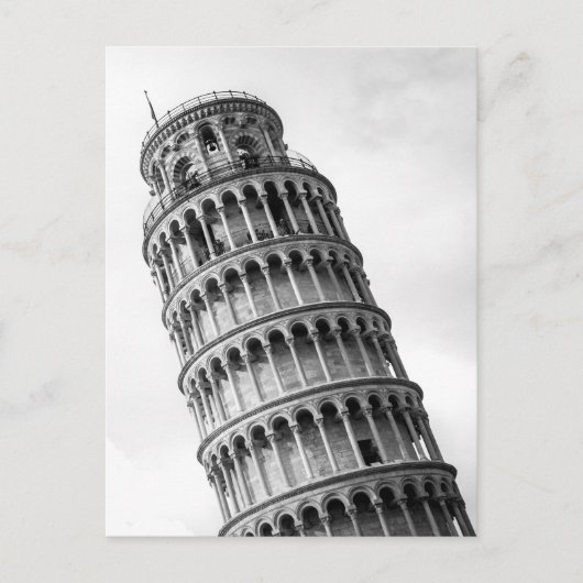 Zwart-witwertoren van Pisa Italië Briefkaart (Voorkant)