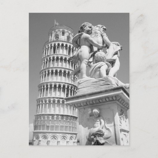 Zwart-witwertoren van Pisa Italië Briefkaart (Voorkant)