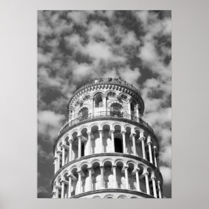 Zwart-witwertoren van Pisa Italië Poster