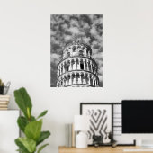 Zwart-witwertoren van Pisa Italië Poster (Thuiskantoor)