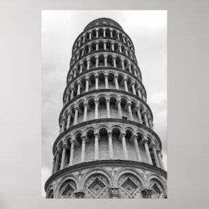 Zwart-witwertoren van Pisa Italië Poster