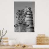 Zwart-witwertoren van Pisa Italië Poster (Keuken)
