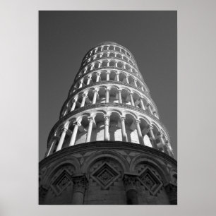 Zwart-witwertoren van Pisa Italië Poster