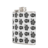 Zwart-witwikvis en bloempatroon heupfles (Links)