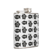 Zwart-witwikvis en bloempatroon heupfles (Rechts)